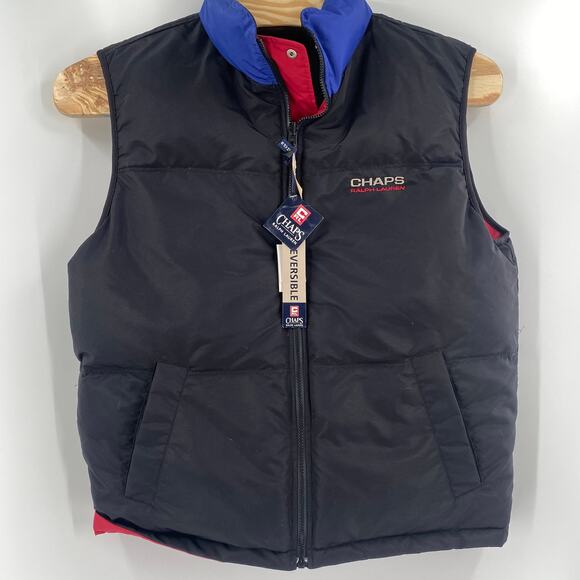 Chaps Ralph Lauren Mens large Reversible Duck Down Puffer Multicolor Vest NWT - Picture 7 of 8